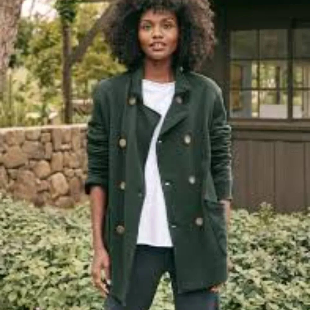 Frank & Eileen BELFAST Evergreen, Triple Fleece English Peacoat - Size - Medium